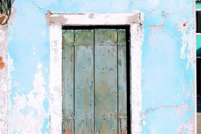 Closed door of old building