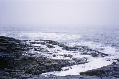 Scenic view of sea against clear sky