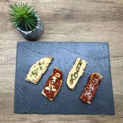 High angle view of food on table