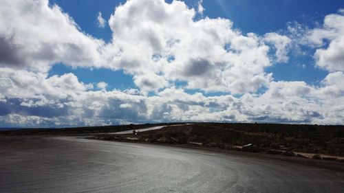 Scenic view of landscape against cloudy sky