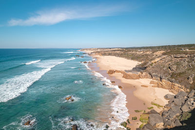 High angle view of beach against sky