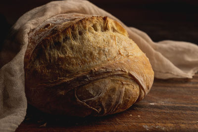Close-up of bread in container on table