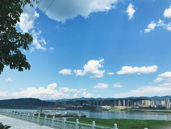 Scenic view of city against sky