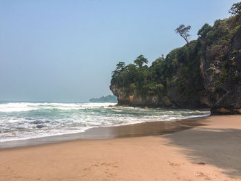 Scenic view of sea against clear sky