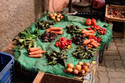 High angle view of fruits in market