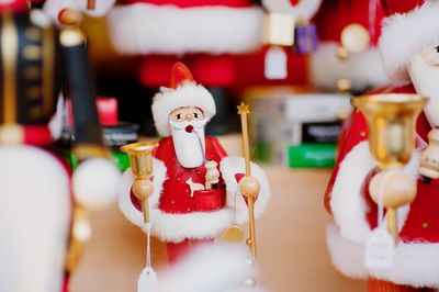 Close-up of christmas ornaments at market stall