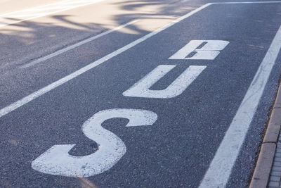 High angle view of road sign