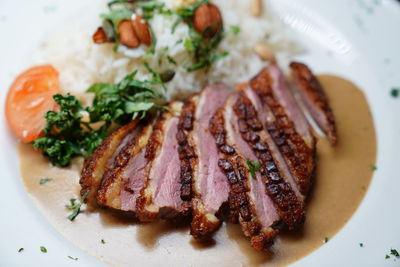 High angle view of meal served in plate