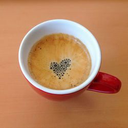 High angle view of coffee on table