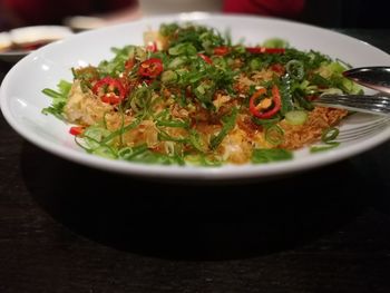 Close-up of salad in bowl on table