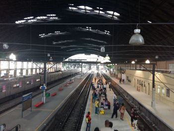 Train at railroad station platform