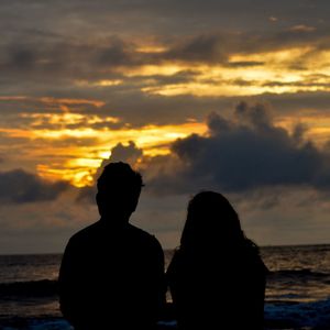 Scenic view of sea during sunset
