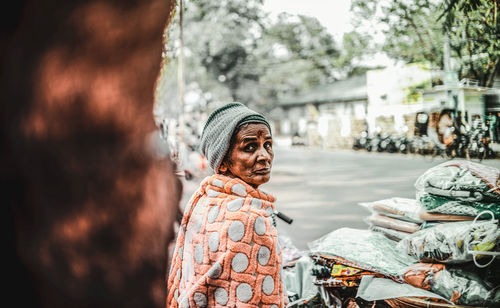 Portrait of woman with umbrella