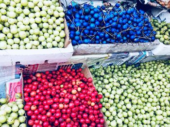 High angle view of fruits for sale in market