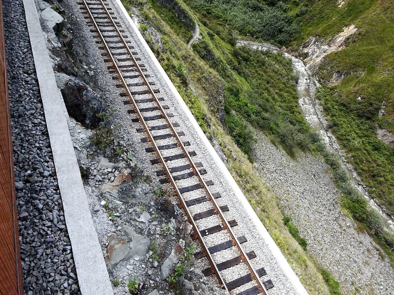 high angle view, river, connection, no people, water, nature, transportation, outdoors, rail transportation, curve, road, day, scenics, bridge - man made structure, waterfall, beauty in nature, winding road