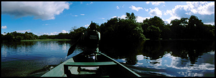 View of boats in calm lake