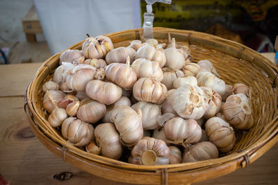 Close-up of eggs in basket