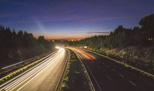 View of highway at night