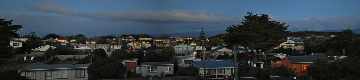 High angle view of townscape against sky