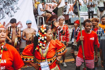 Panoramic view of people in traditional clothing