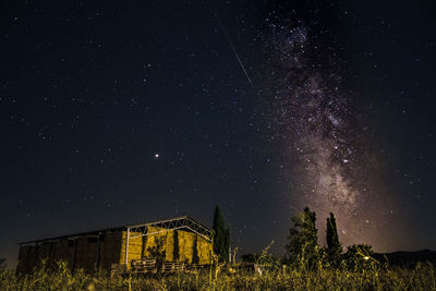 Scenic view of field against sky at night