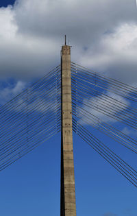 Low angle view of bridge against cloudy sky