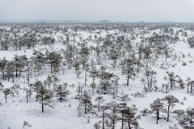 Scenic view of snow covered landscape against sky