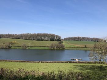 Scenic view of lake against clear sky