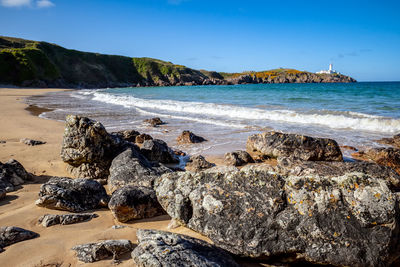 Scenic view of beach against sky