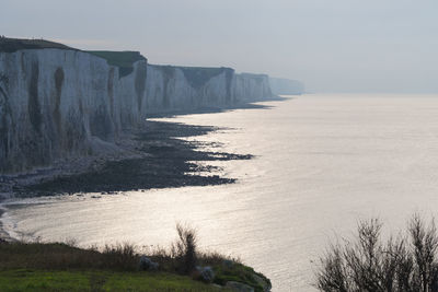 Scenic view of sea against clear sky