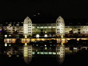 Illuminated buildings at night