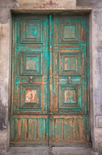 Closed door of old building