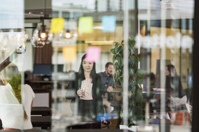 Woman in cafeteria