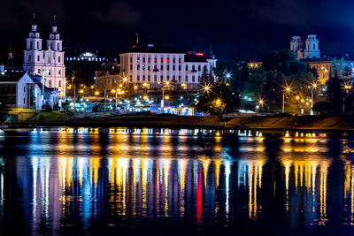 Illuminated city at night