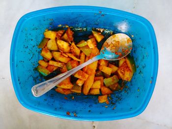 Directly above shot of food in bowl