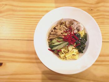 High angle view of meal served in bowl