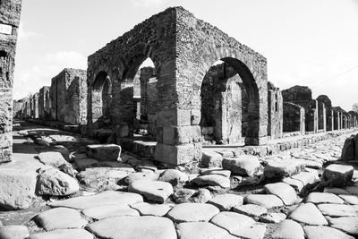 View of old ruin building against sky