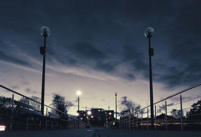 Low angle view of street light against sky