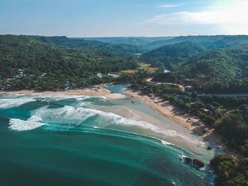 High angle view of sea against sky