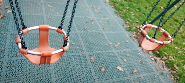 Low section of woman sitting on swing