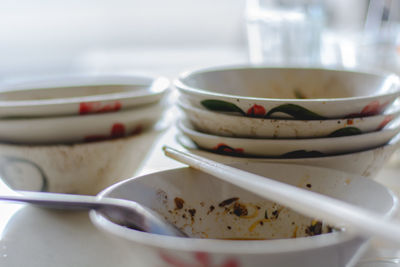 Close-up of tea in bowl on table