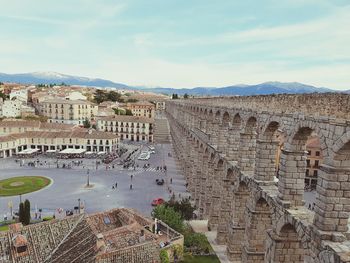 High angle view of cityscape against sky