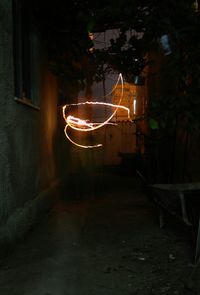 Illuminated street lights at night