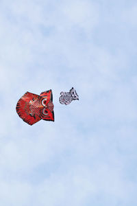 Low angle view of a kites flying