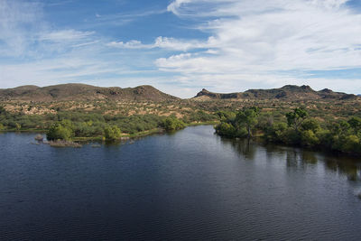 Scenic view of lake against sky