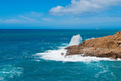 Beautiful cerulean sea and the rock, tyrrhenian sea in tuscany, italy