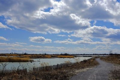 Scenic view of lake against sky