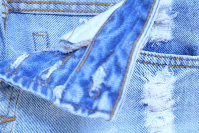 Close-up of blue fabric