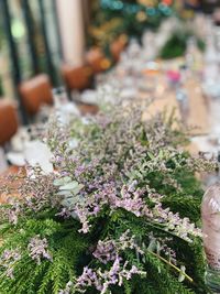 Close-up of decorations on table