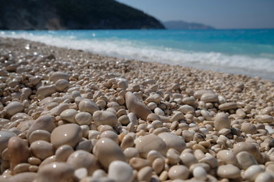 Close-up of pebbles on beach